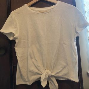 Madewell Tie Front Tee in White